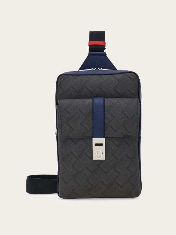  Ferragamo Men Single Strap Backpack   Citymatch Capsule Blue 