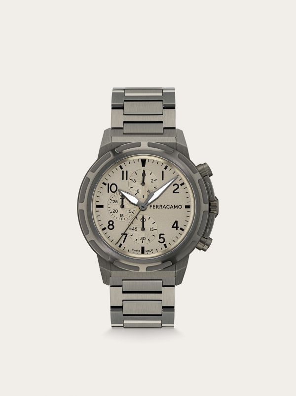  Ferragamo Men Ferragamo Sport Chrono Watch Silver 