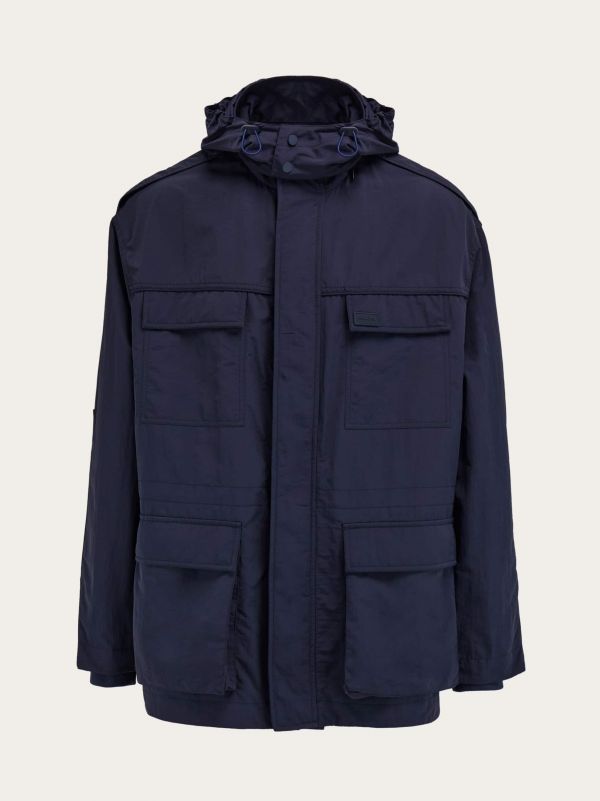  Ferragamo Men Utility Jacket Blue 