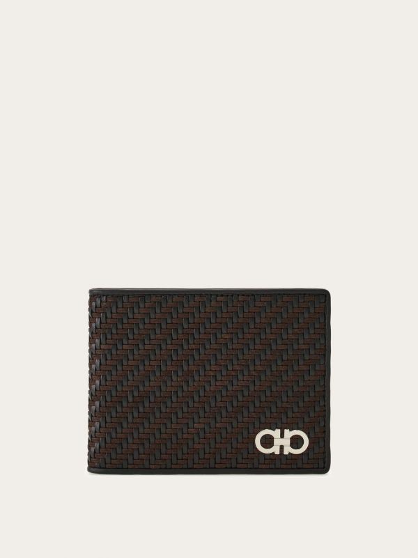  Ferragamo Men Woven Wallet Brown 