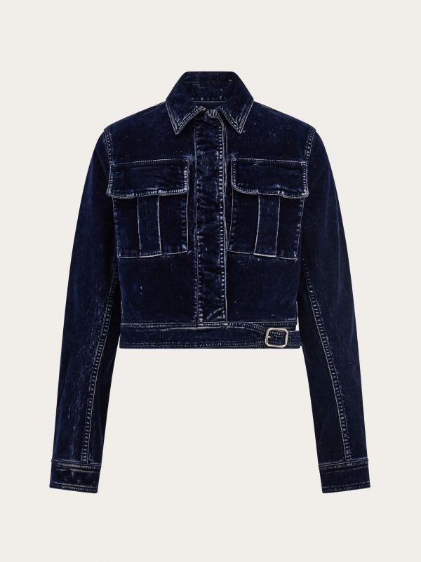  Ferragamo Women Boxy Jacket Blue 