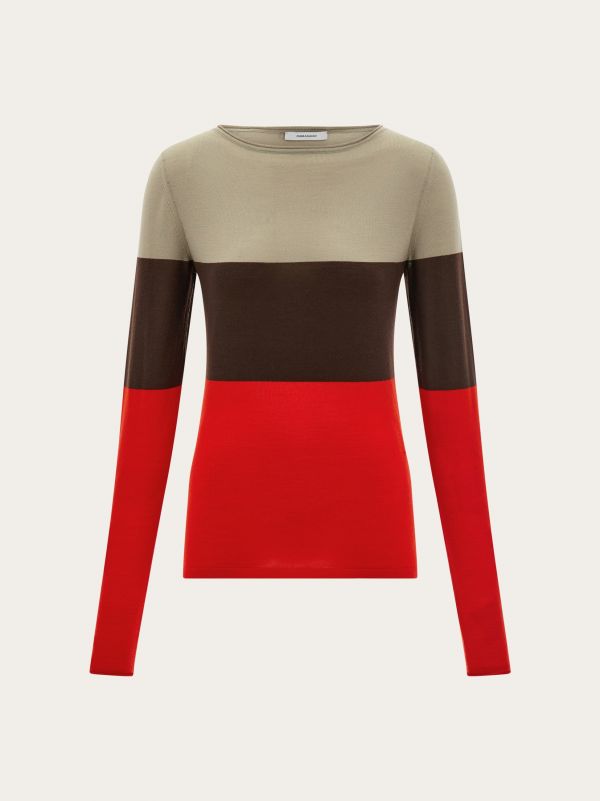  Ferragamo Women Color Block Top Red 