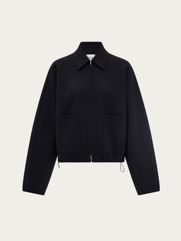  Ferragamo Women Cropped Bomber Black 