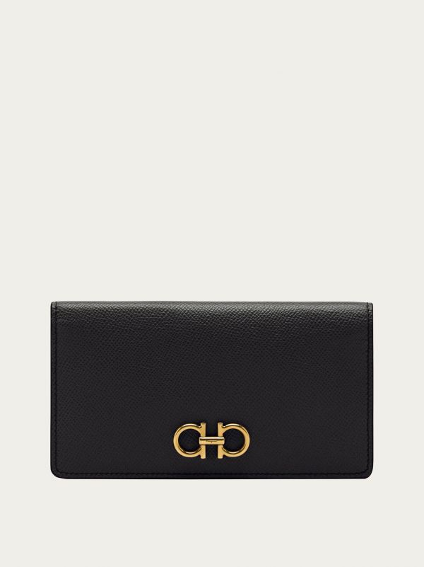  Ferragamo Women Gancini Continental Wallet Black 