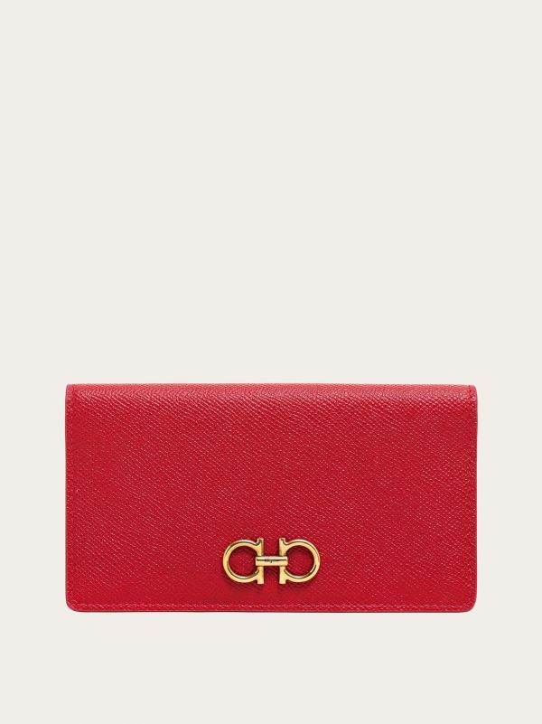  Ferragamo Women Gancini Continental Wallet Red 