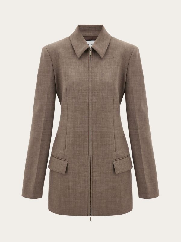  Ferragamo Women Long Jacket Beige 