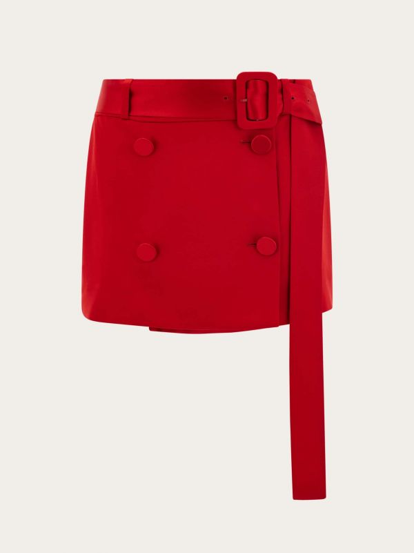  Ferragamo Women Mini Wrap Skirt Red 