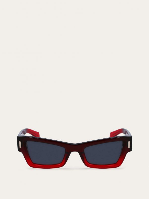  Ferragamo Women Rectangular Frame Sunglasses Red 