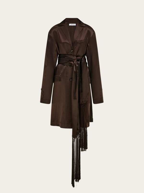  Ferragamo Women Satin Jacket Brown 