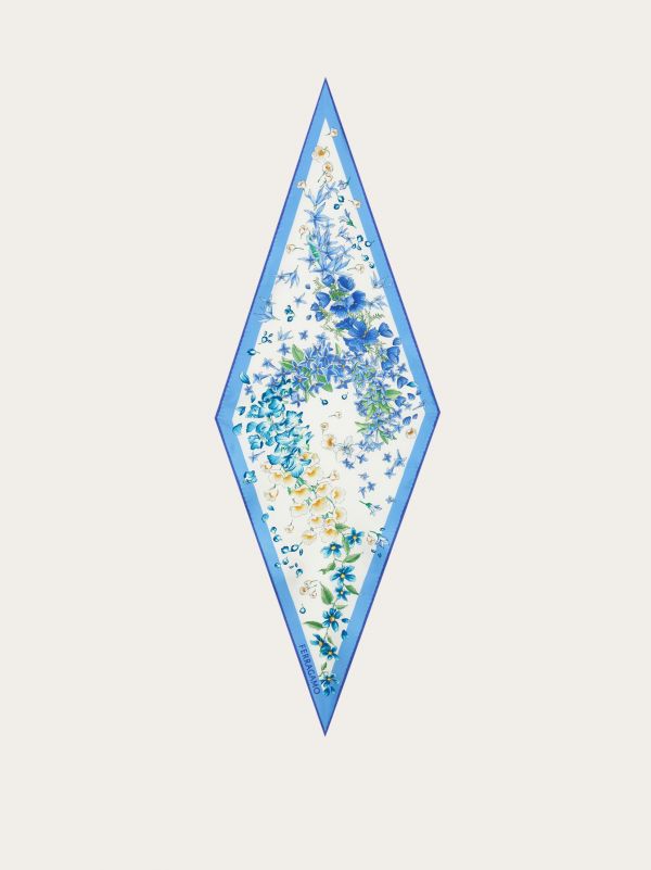  Ferragamo Women Spring Print Diamond Scarf Blue 