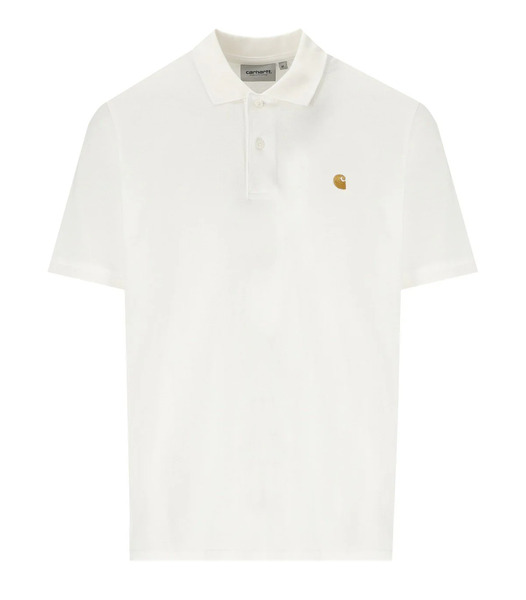  Carhartt Wip S/s Chase Pique White Polo Shirt 