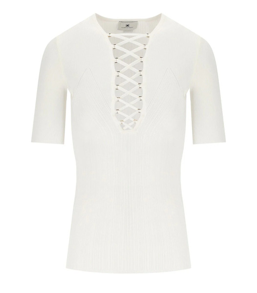  Elisabetta Franchi Ivory Knitted Top 