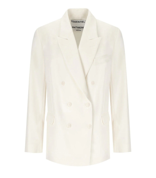  Essentiel Antwerp Hollow White Pinstriped Double-breasted Jacket 