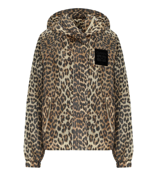  Ganni Animal Print Nylon Jacket 