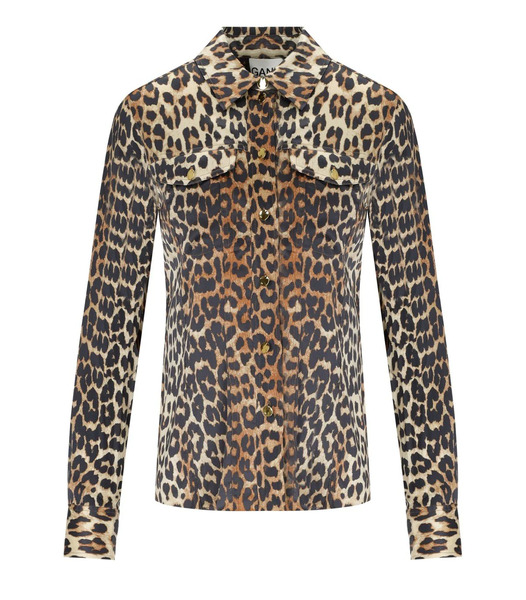  Ganni Animalier Satin Shirt 