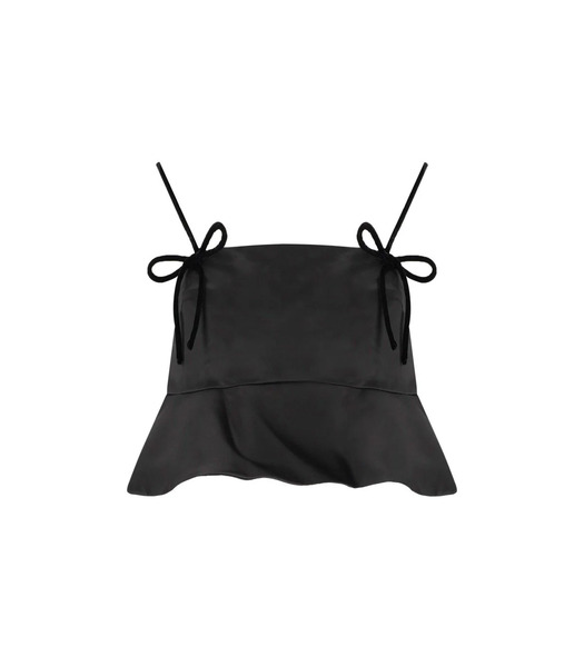  Ganni Black Satin Top 