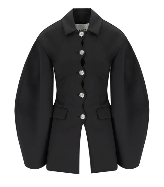  Ganni Black Single-breasted Scuba Blazer 