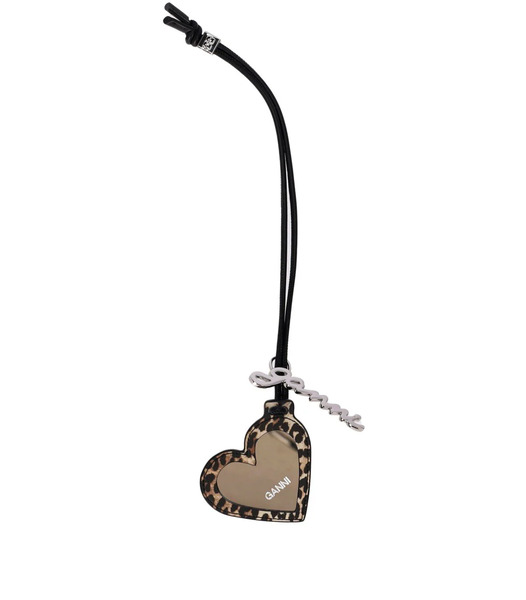 Ganni Bou Heart Leopard Print Charm 