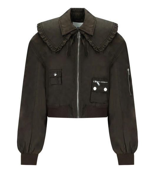  Ganni Brown Bomber Jacket 