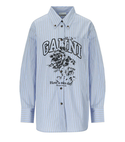  Ganni Flowers Light Blue Shirt 