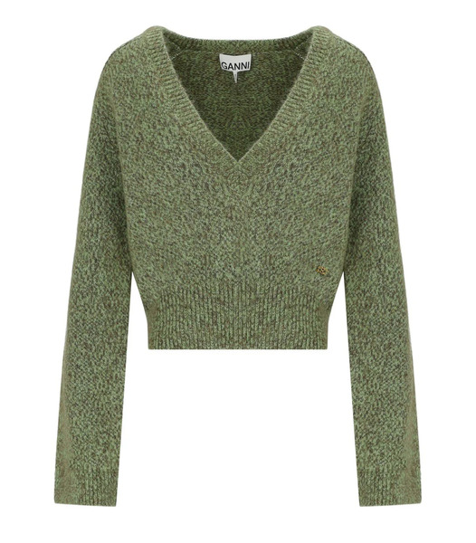  Ganni Melange Green Sweater 