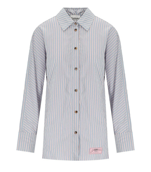  Ganni Soft Chambray Striped Shirt 