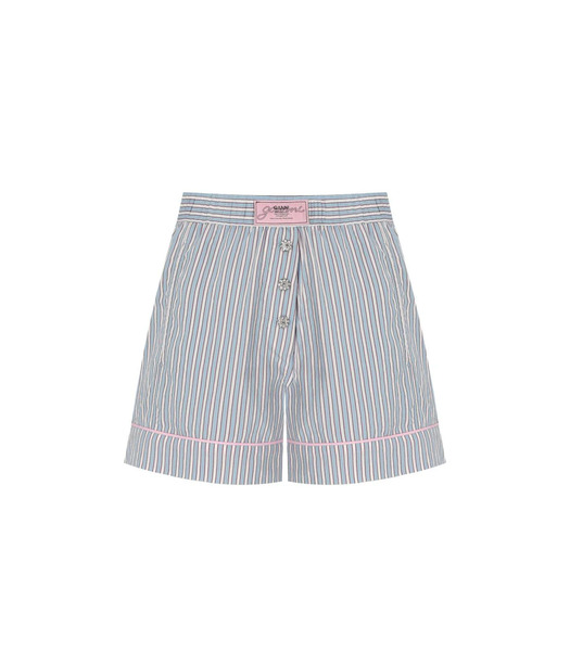  Ganni Soft Chambray Striped Shorts 