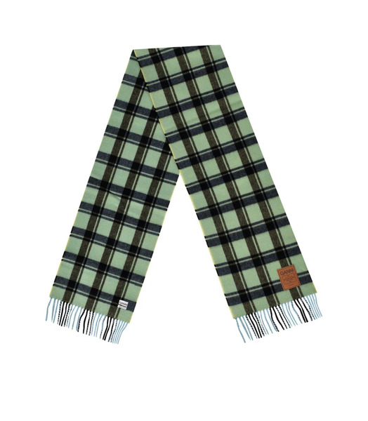  Ganni Yellow Pear Check Scarf 