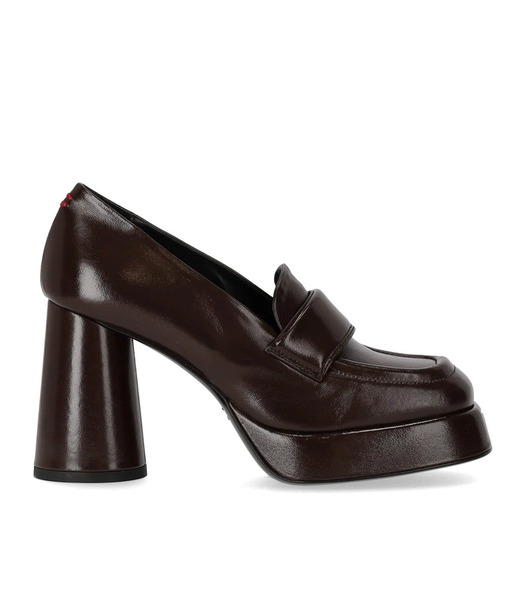 Halmanera Glaze Dark Brown Heeled Loafer 