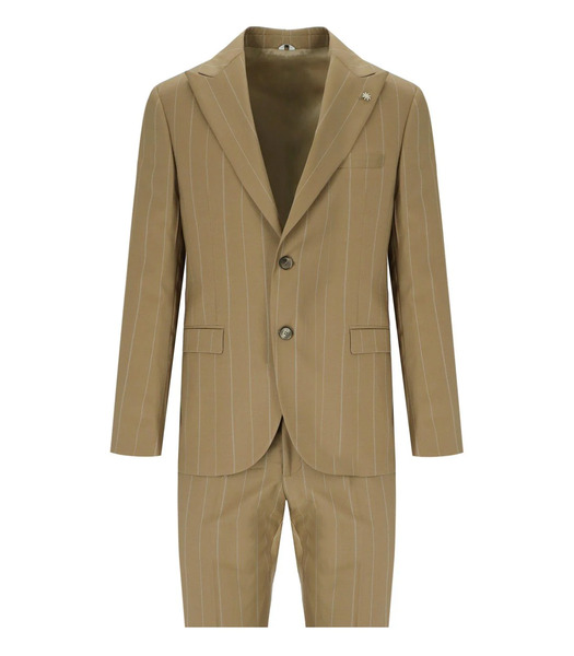  Manuel Ritz Beige Pinstripe Single-breasted Suit 