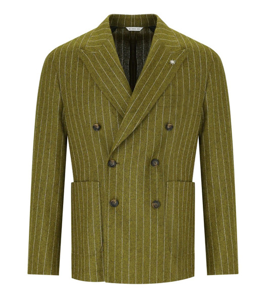  Manuel Ritz Green Pinstriped Double-breasted Jacket 
