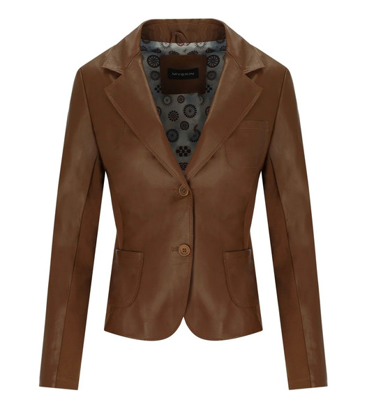  Myskin Brown Basic Single-breasted Blazer 