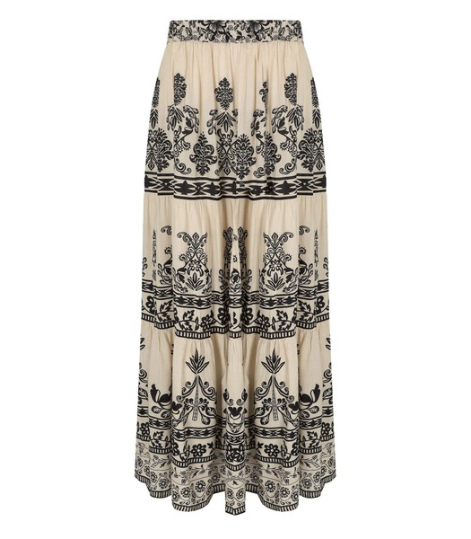  Pahiesa Formentera Ecru And Black Long Skirt 