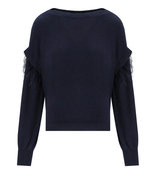  Twinset Blue Sweater With Feathers 