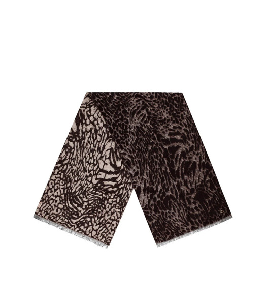  Twinset Burgundy Scarf With Animal Print 