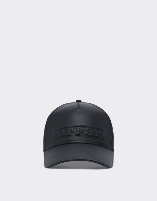  Ferrari Baseball Cap In Nappa Leather With Ferrari Logo -  Hats Black Os 
