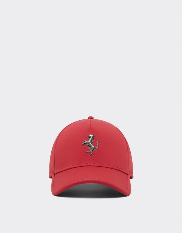  Ferrari Baseball Cap With Metal Prancing Horse -  Hats Maison Red Os 