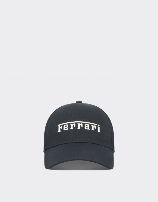  Ferrari Baseball Cap With Rubberized Ferrari Logo -  Hats Black Matt Os 