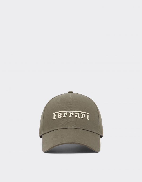  Ferrari Baseball Cap With Rubberized Ferrari Logo -  Hats Khaki Green Os 