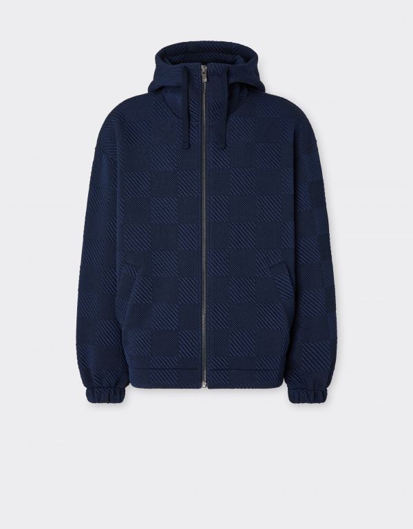 Ferrari Bomber Jacket In 3d-effect Jersey - Male  Navy Xs 