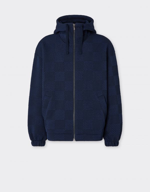  Ferrari Bomber Jacket In 3d-effect Jersey - Male  Navy Xxl 