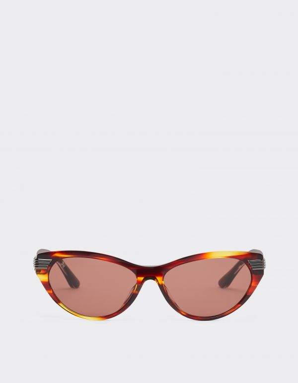  Ferrari Ferrari Brown Striped Acetate Sunglasses With Brown Lenses - Female Ferrari Collection Brown Os 