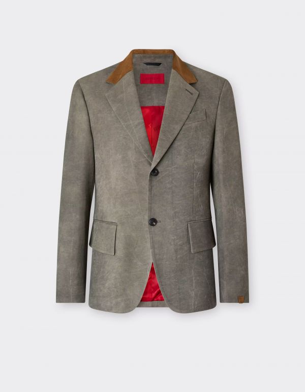  Ferrari Cady Blazer With Washed Effect - Male Ready To Wear Olive Green 48 