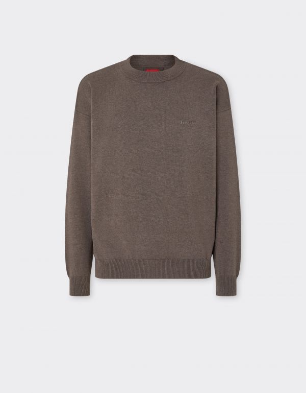  Ferrari Cotton And Silk Sweater With Ferrari Logo - Male Sweaters & Knitwear Clay 54 