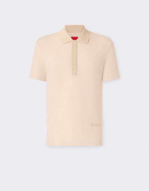  Ferrari Cotton Pique Polo Shirt With Ferrari Logo - Male Polos Powder Pink L 
