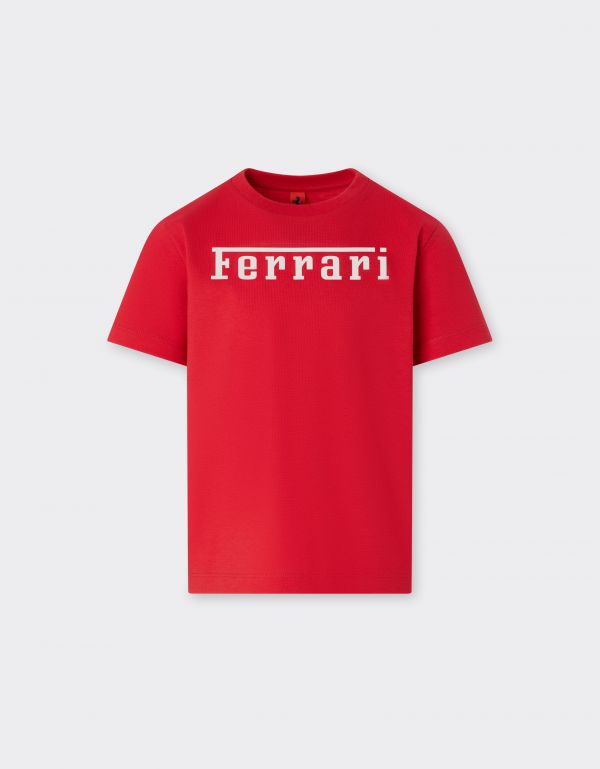  Ferrari Cotton T-shirt With Ferrari Logo -  T-shirts Racing Red 4y 