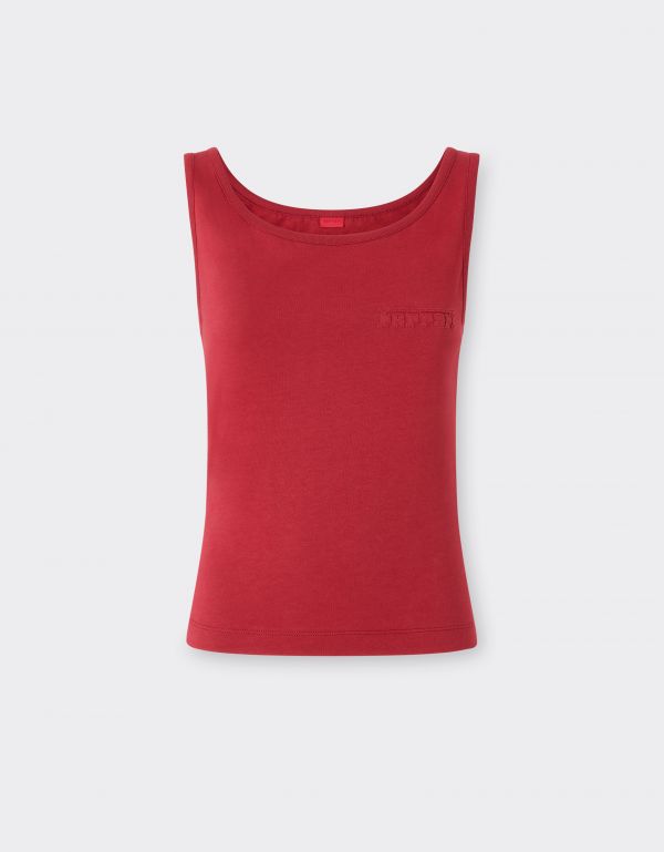  Ferrari Cotton Tank Top With Ferrari Logo - Female Woman Maison Red Xs 
