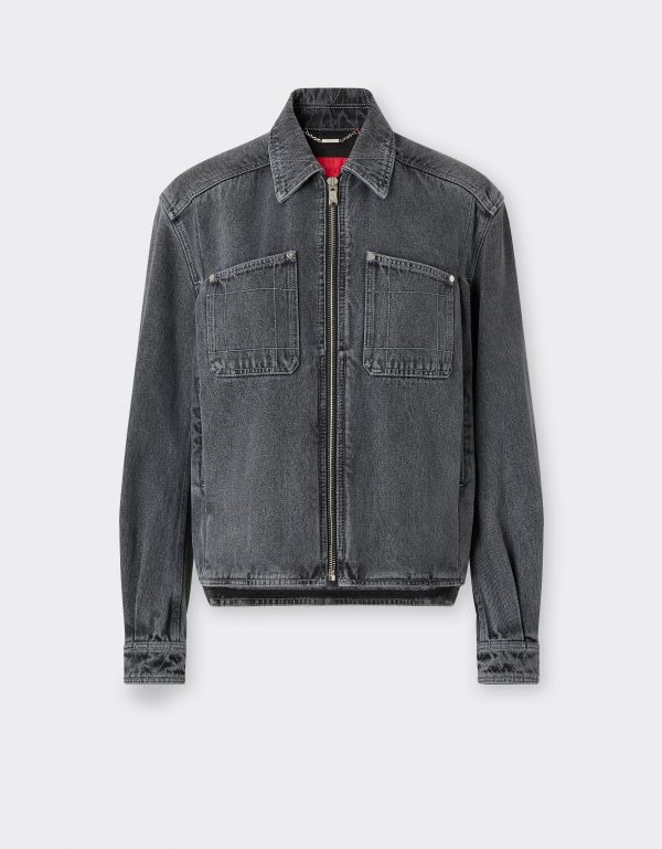  Ferrari Dark Marbled Denim Jacket - Female Jackets Granite Gray 38 