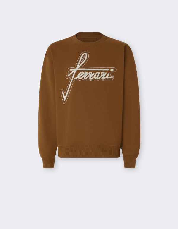  Ferrari Ferrari Embroidered Crew-neck Sweatshirt - Male Ready To Wear Caffè Xxl 