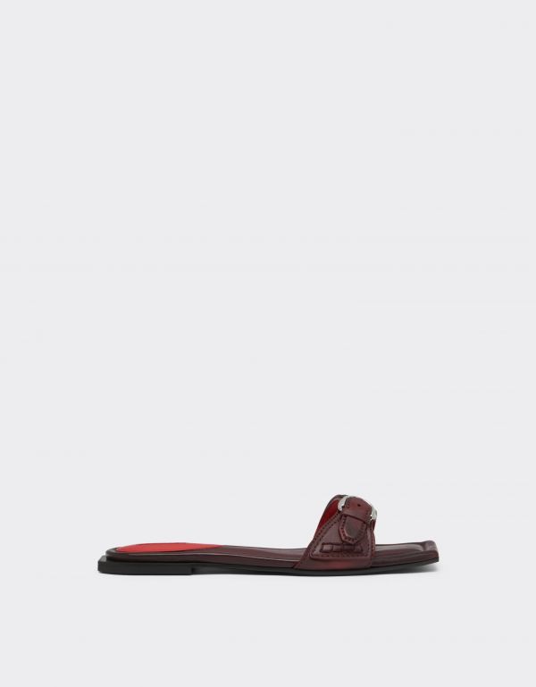  Ferrari Flat Leather Sandals - Female Slippers & Sandals Rosso Maison 38 